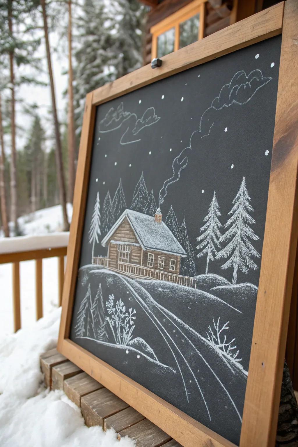 Convey the coziness of a snug shelter to your abode through this captivating drawing board artistry.