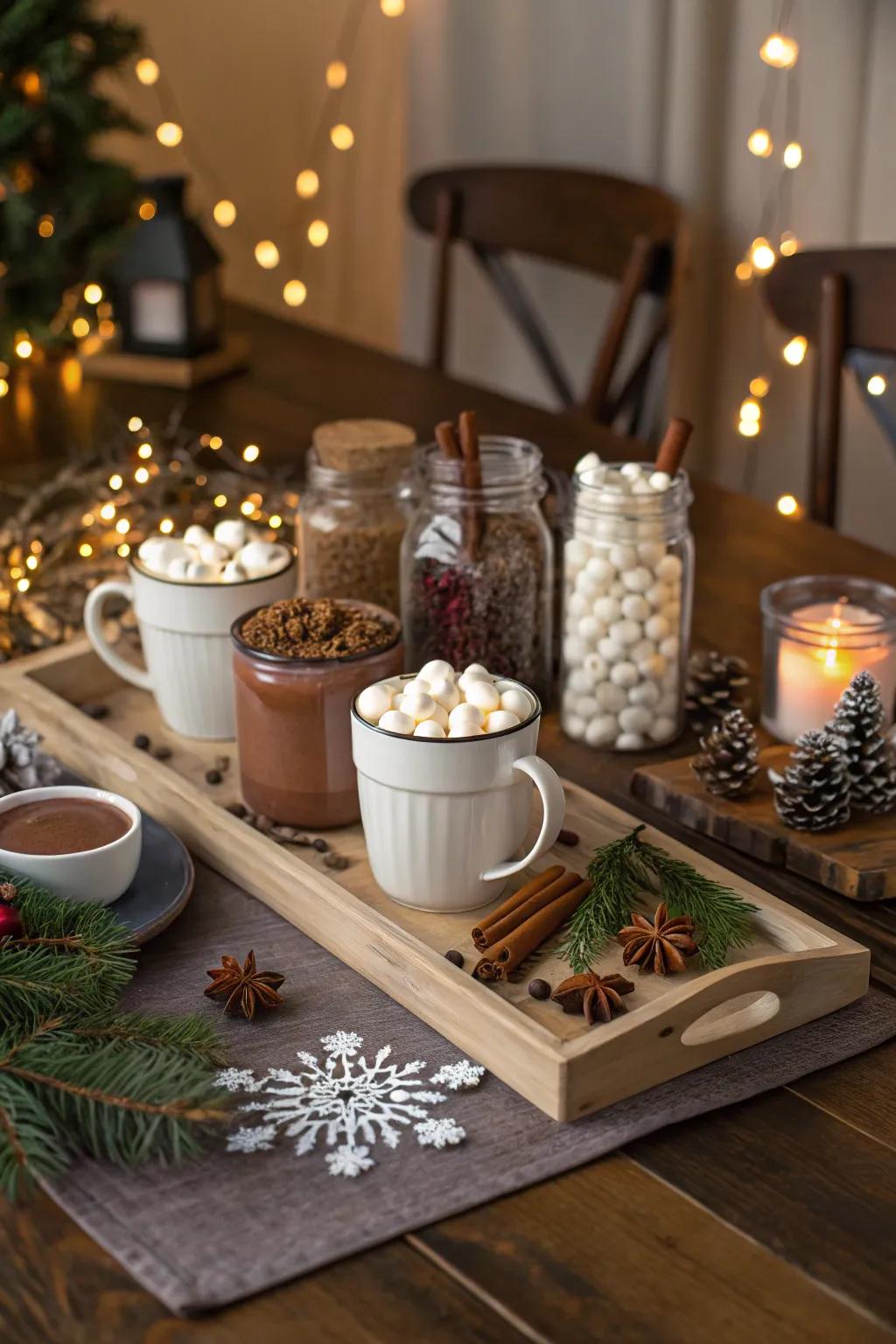 Treat your cherished guests to a charming, heartwarming cocoa bar.