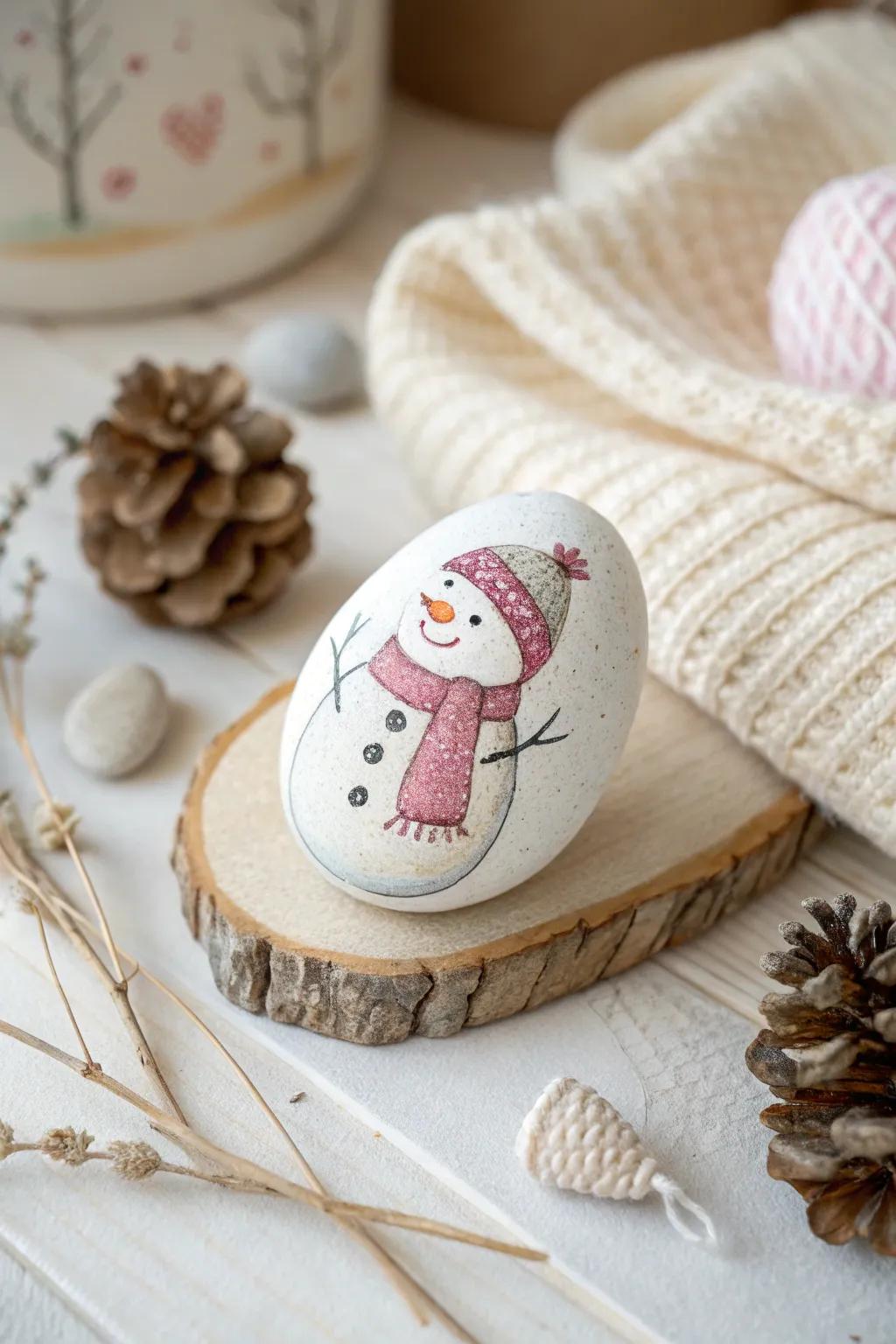 Delightful Ice Figures: Bring a touch of whimsy to your winter ambiance with these hand-painted rock ice figures, mixing simple charm with boho style.