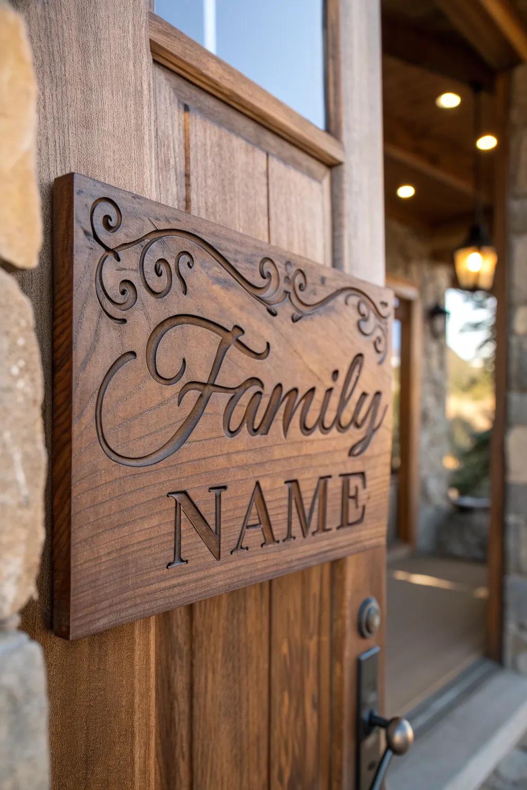 A stylish welcome: Bespoke etched signboards that enrich your home with a personal flair.