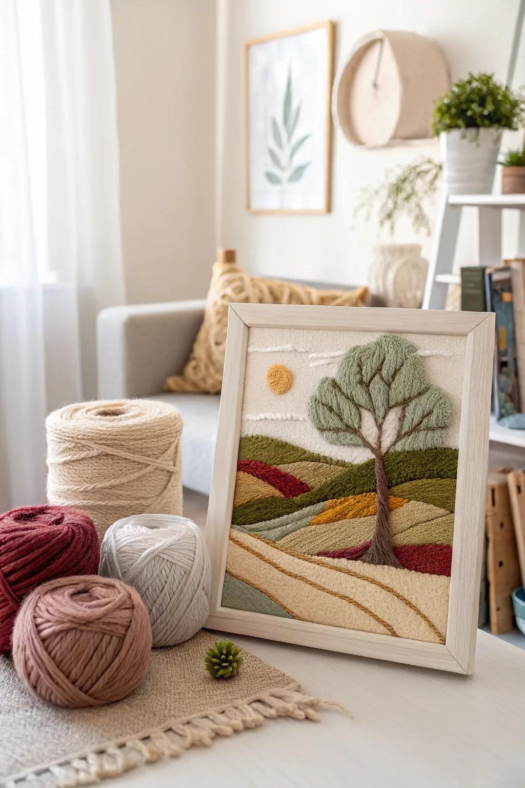 Immerse yourself in the serenity of the outdoors through the medium of yarn artistry. #NatureInYarn #MinimalistBeauty