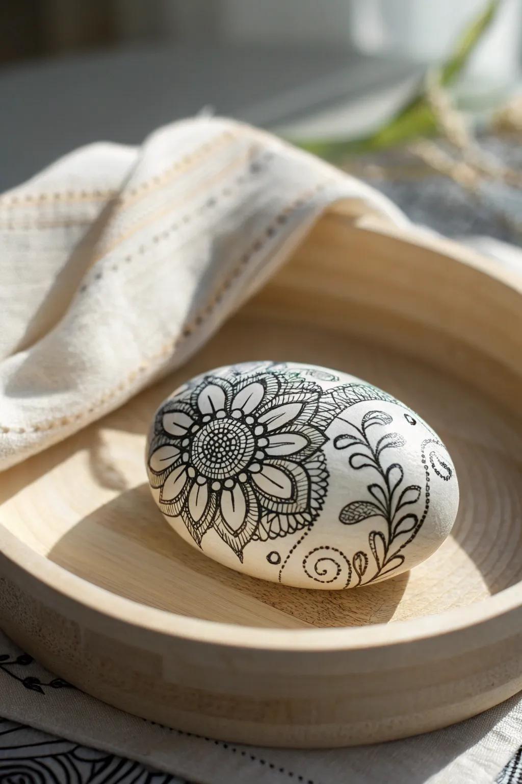 Embrace the elegance of unpretentiousness through inventive Zentangle pebbles, bestowing upon your setting a refined, elemental atmosphere.