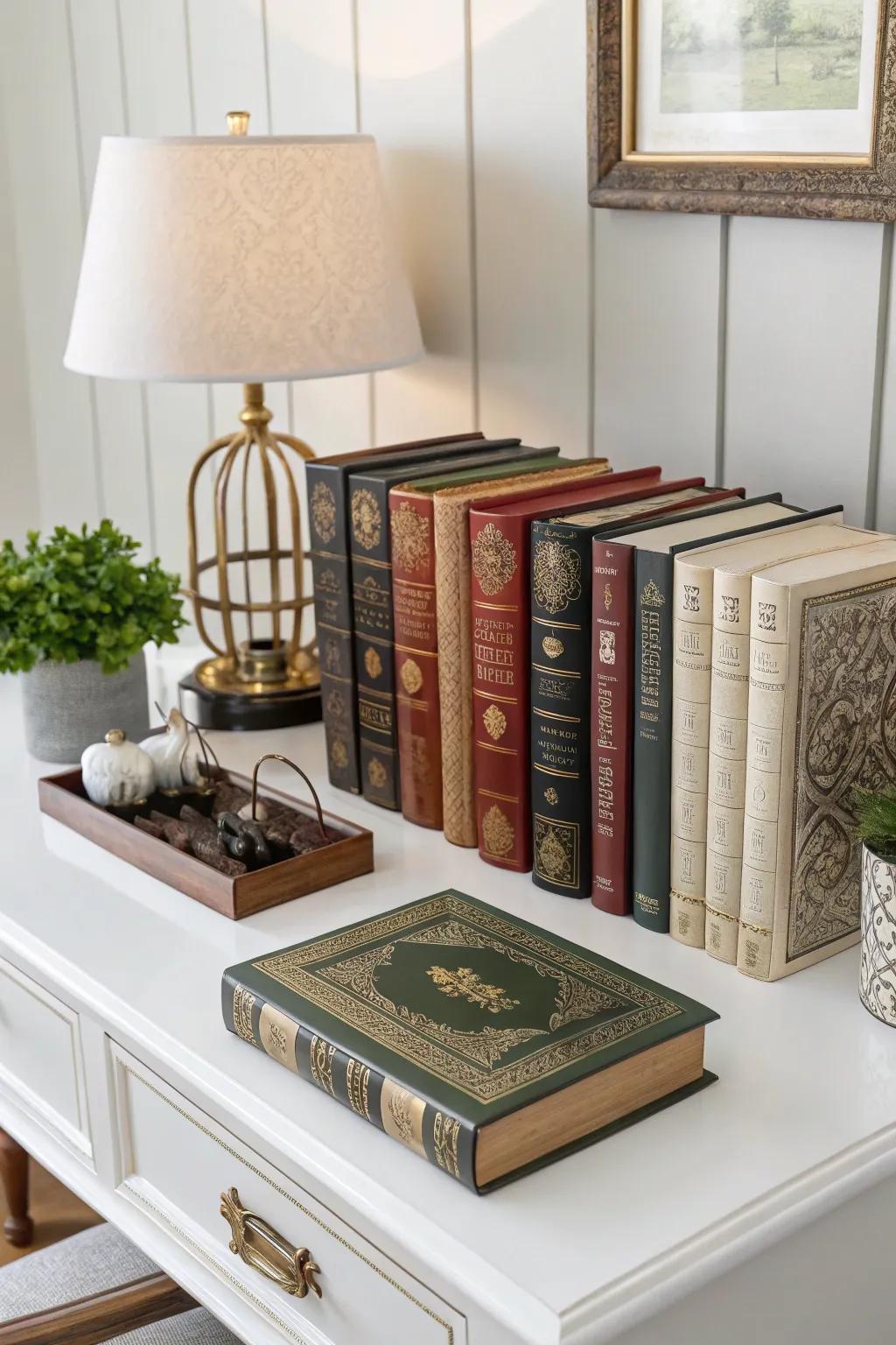 Books add style and ideas to your desk.