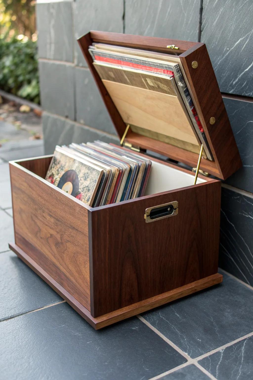 Transform nostalgia into function with this vintage vinyl disc holder turned stylish stash solution.