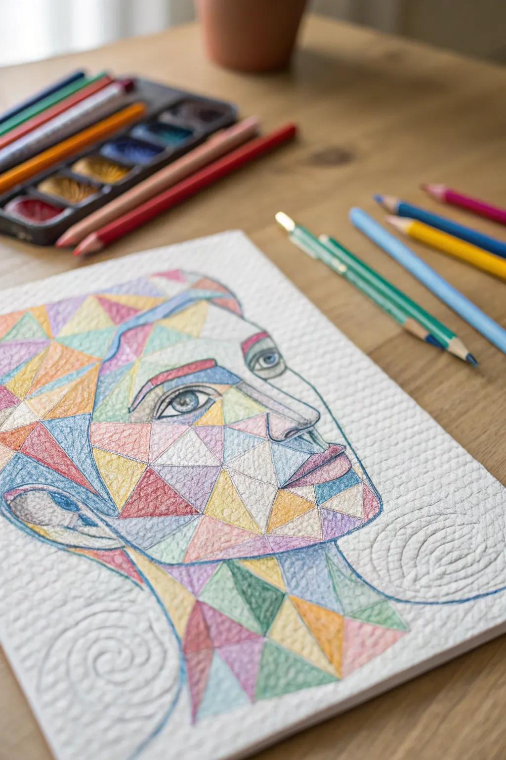 Discover the beauty of abstract expression with vibrant pencil colors.