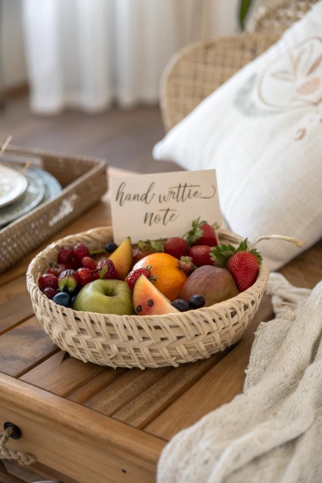 Infuse your fruit basket with a sentimental touch, making it a gift to remember.