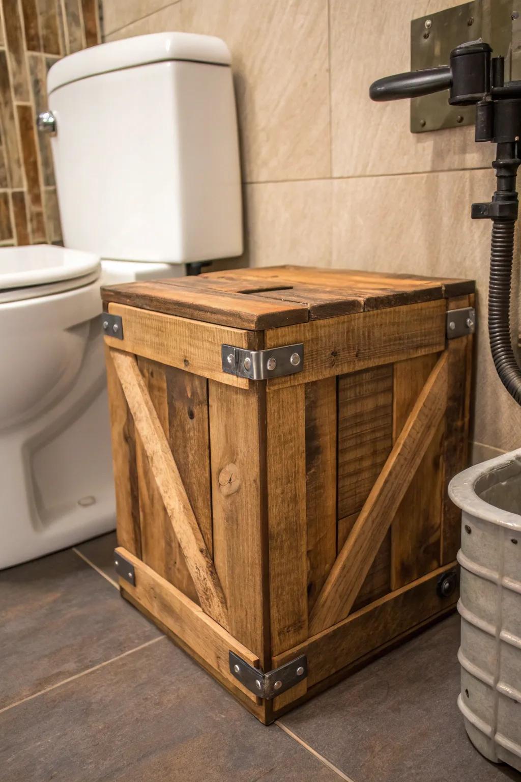 Change your lavatory space with this stunning upcycled storage solution, blending sustainability with craftsmanship.