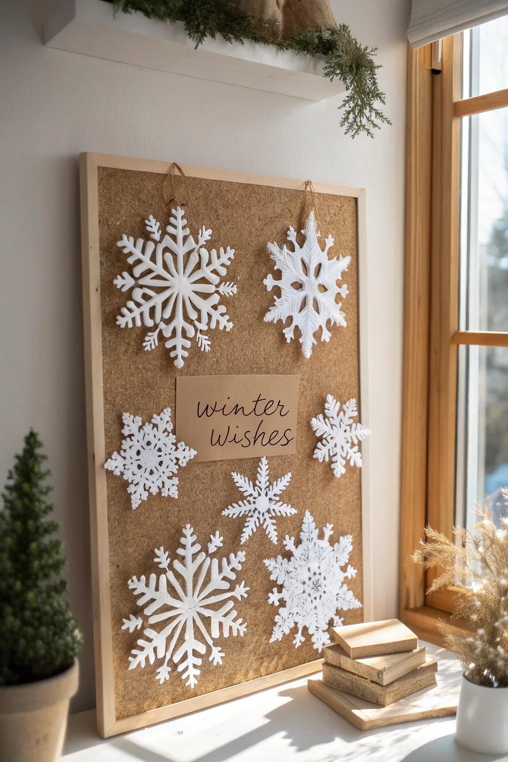 Capture the magic of winter dreams with our 'Winter Wishes' bulletin board. ✨❄ #ScandinavianStyle #MinimalistBeauty