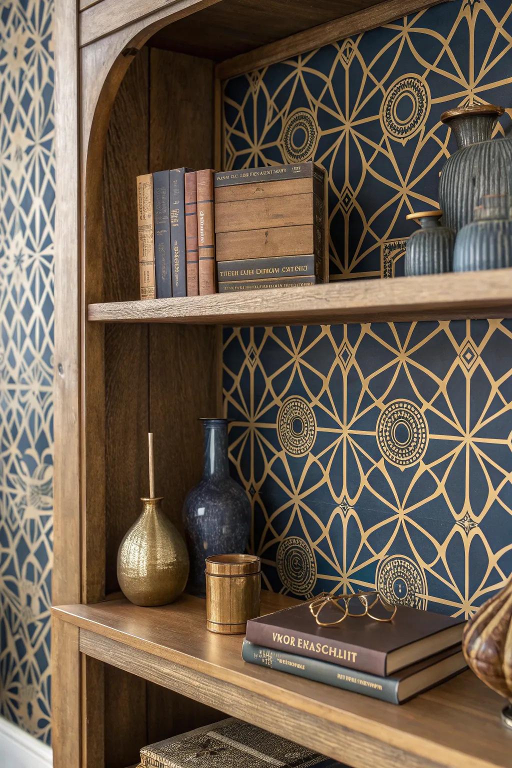 Elevate your space with the perfect amalgamation of artisanship and style: wallpaper-backed platforms that revolutionize any room.