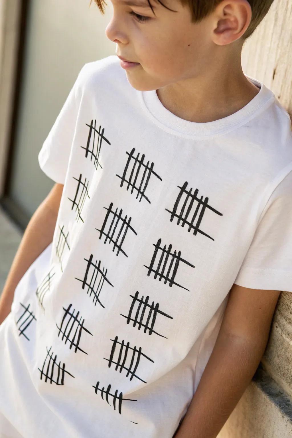 Celebrate milestones stylishly with the Elementary Marks Tee - where simplicity encounters personal expression.