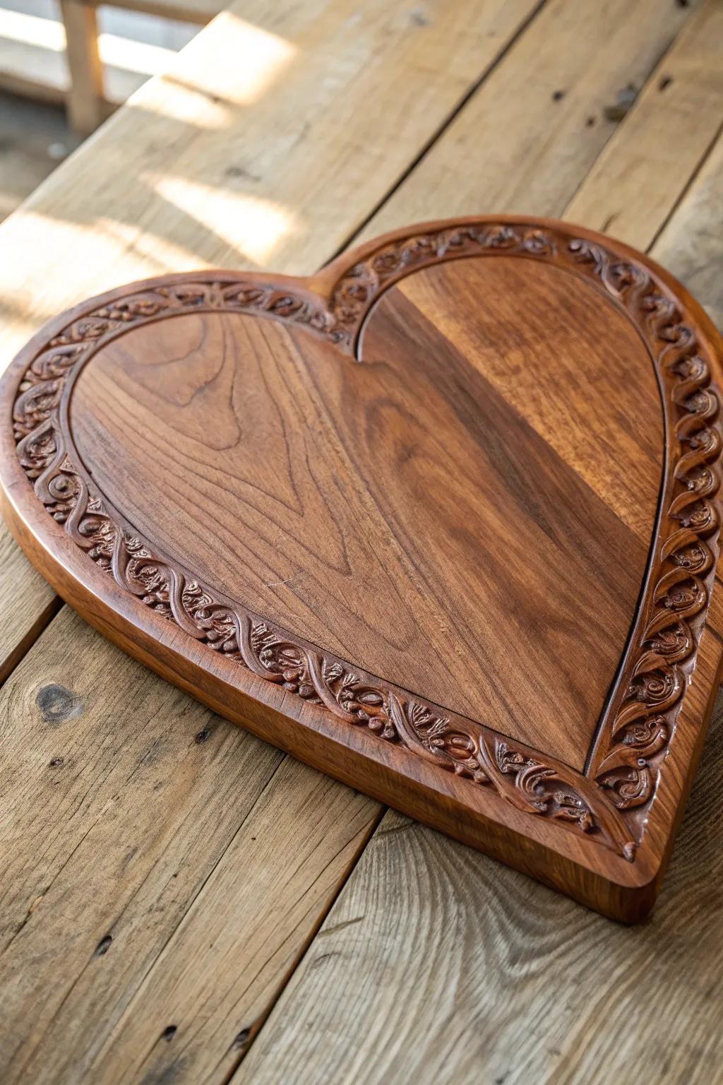Revitalize your culinary setting with a personalized element: a bespoke heart-shaped chopping board that marries practicality with inventiveness.