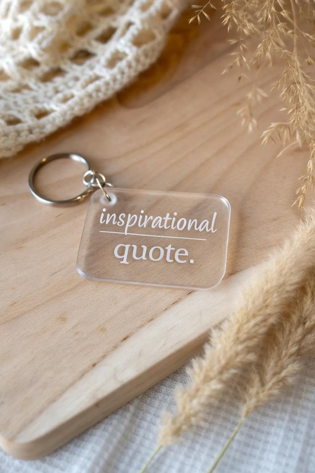 Carry inspiration wherever you venture with this elegantly crafted keychain. A minimalist touch for your daily motivation.
