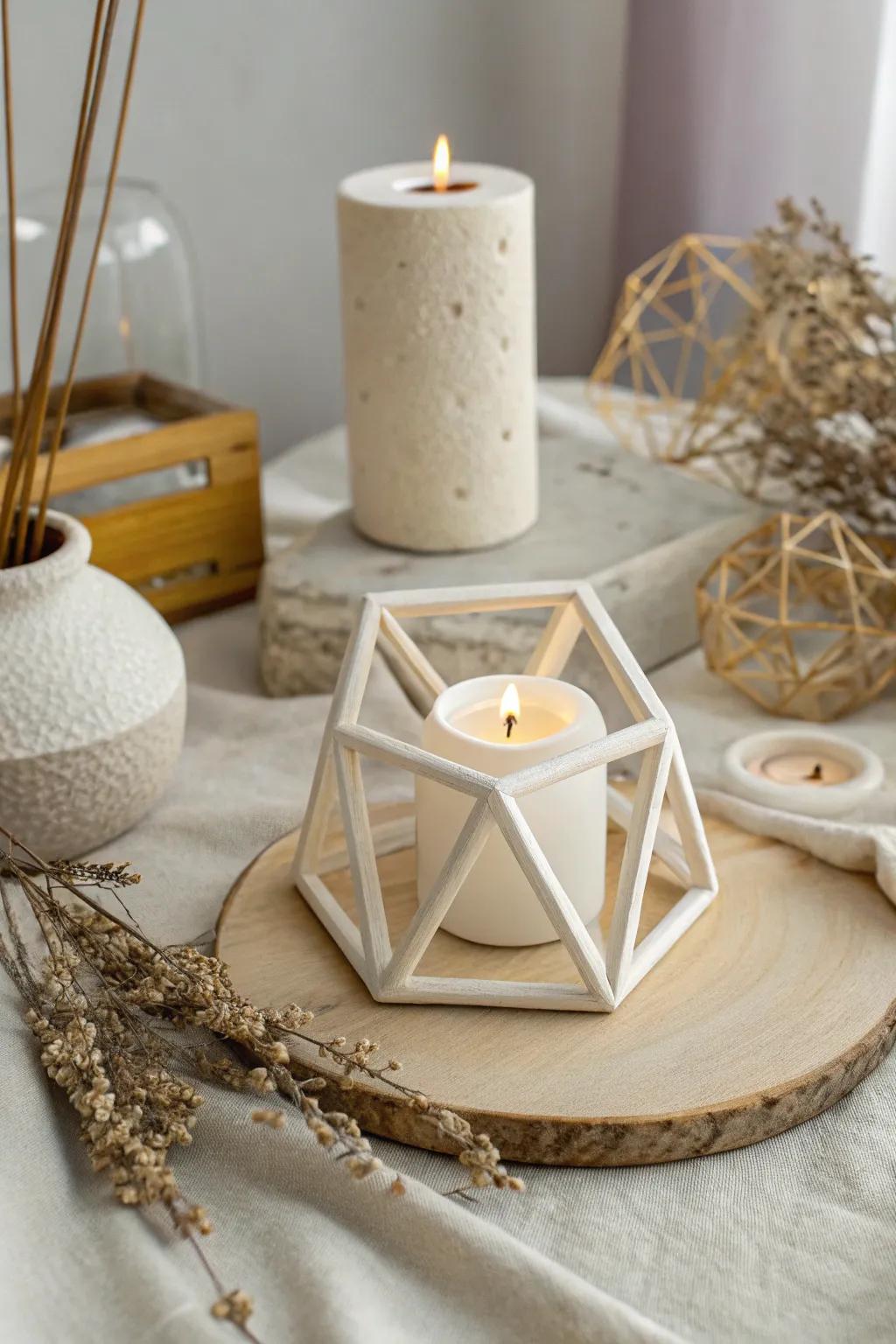 Elevate your space with the sophistication of angular light keepers, where minimalist form meets chic metallic accents.