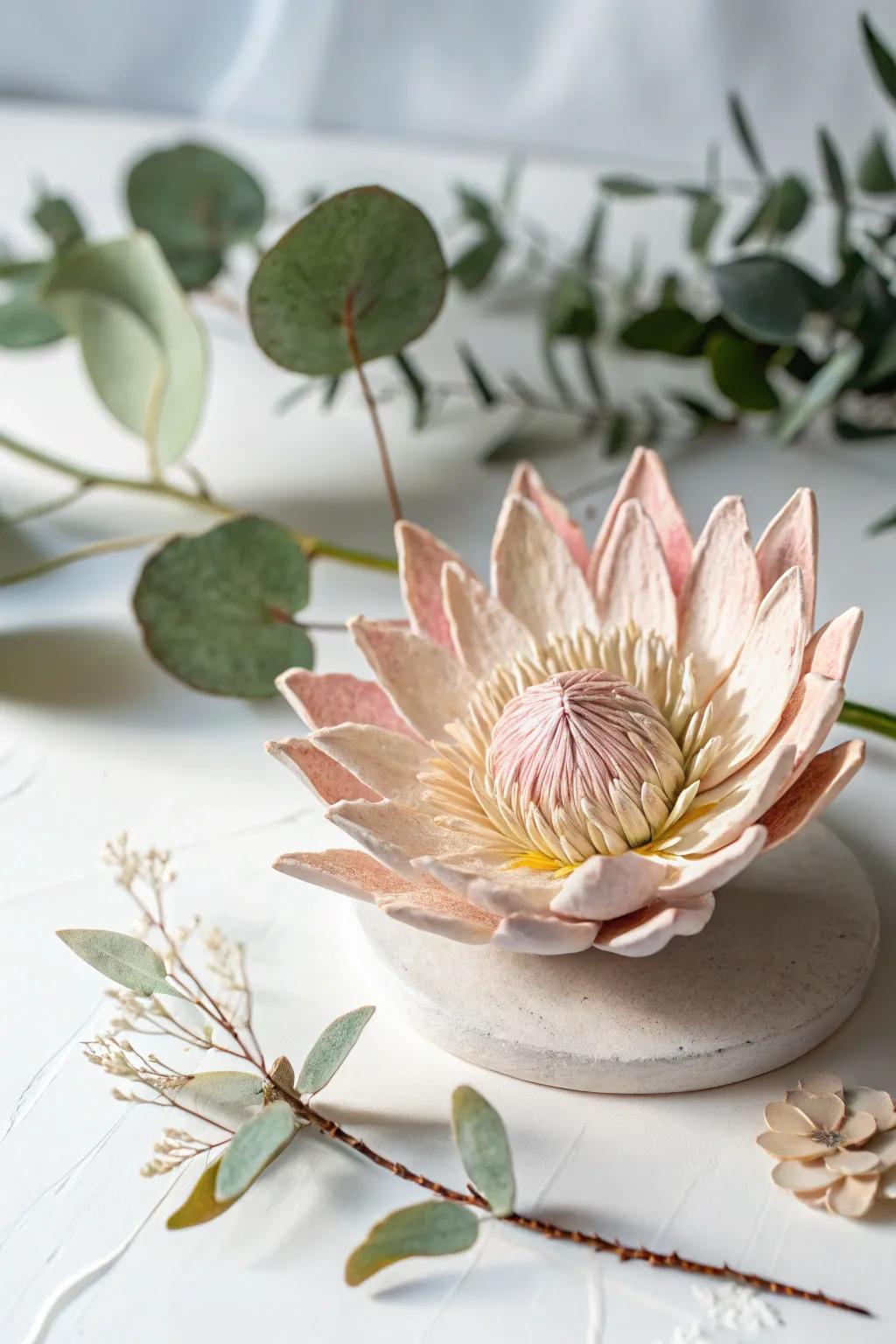 Made with affection: a clay bloom that brings nature indoors with Scandinavian simplicity and boho appeal.