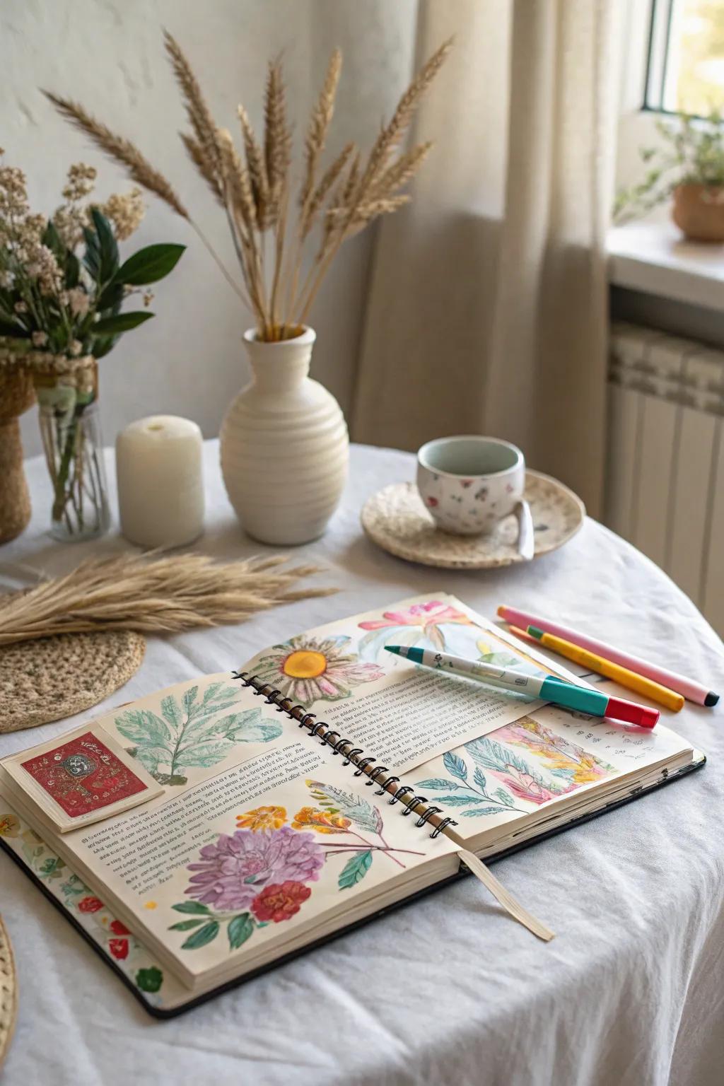 Uncover the charm of mixed media in your art journal—where simplicity complements creativity.