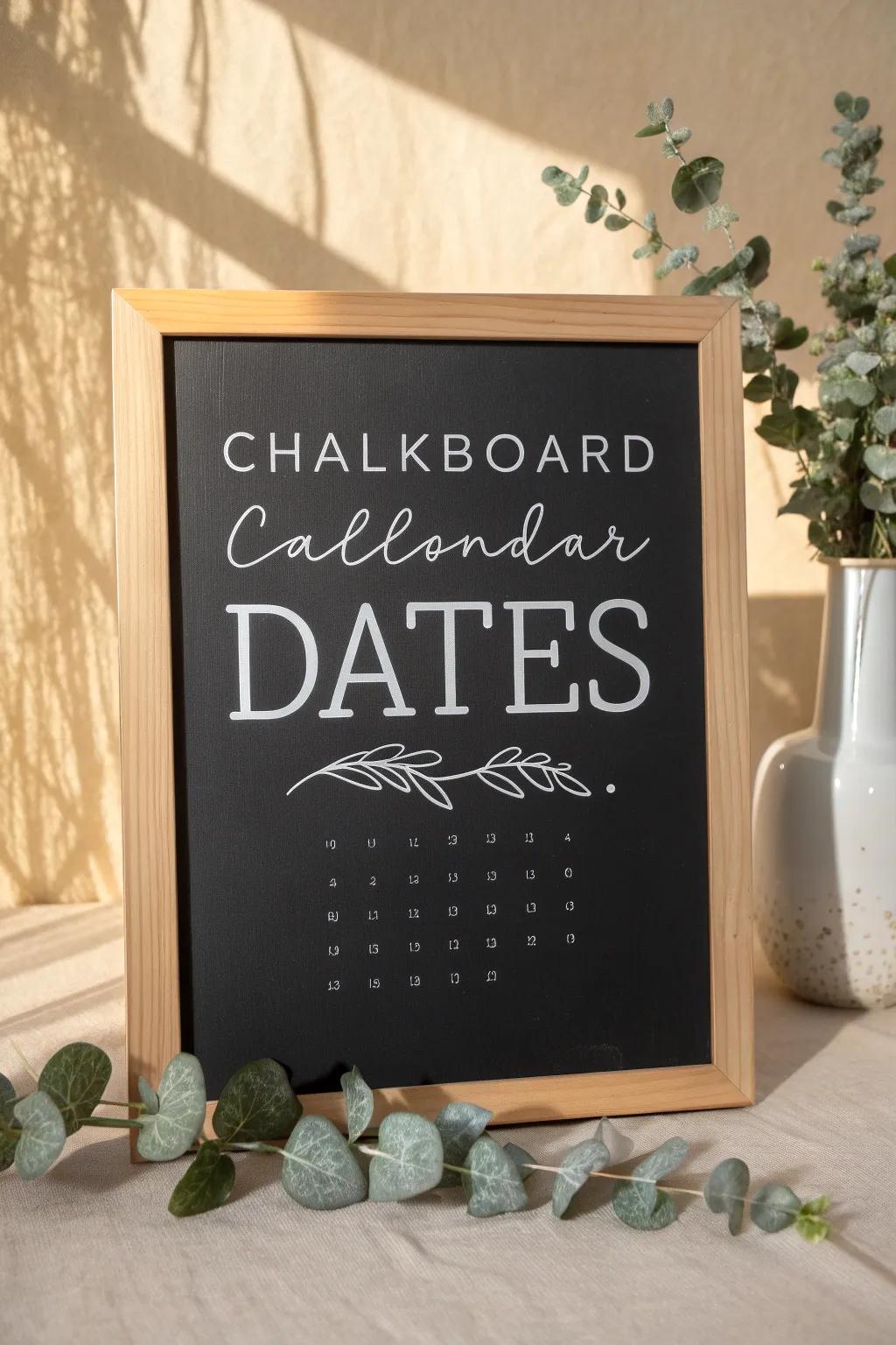 Embrace the allure of chalk: Revamp your calendar with refined simplicity and a warm, vintage atmosphere.