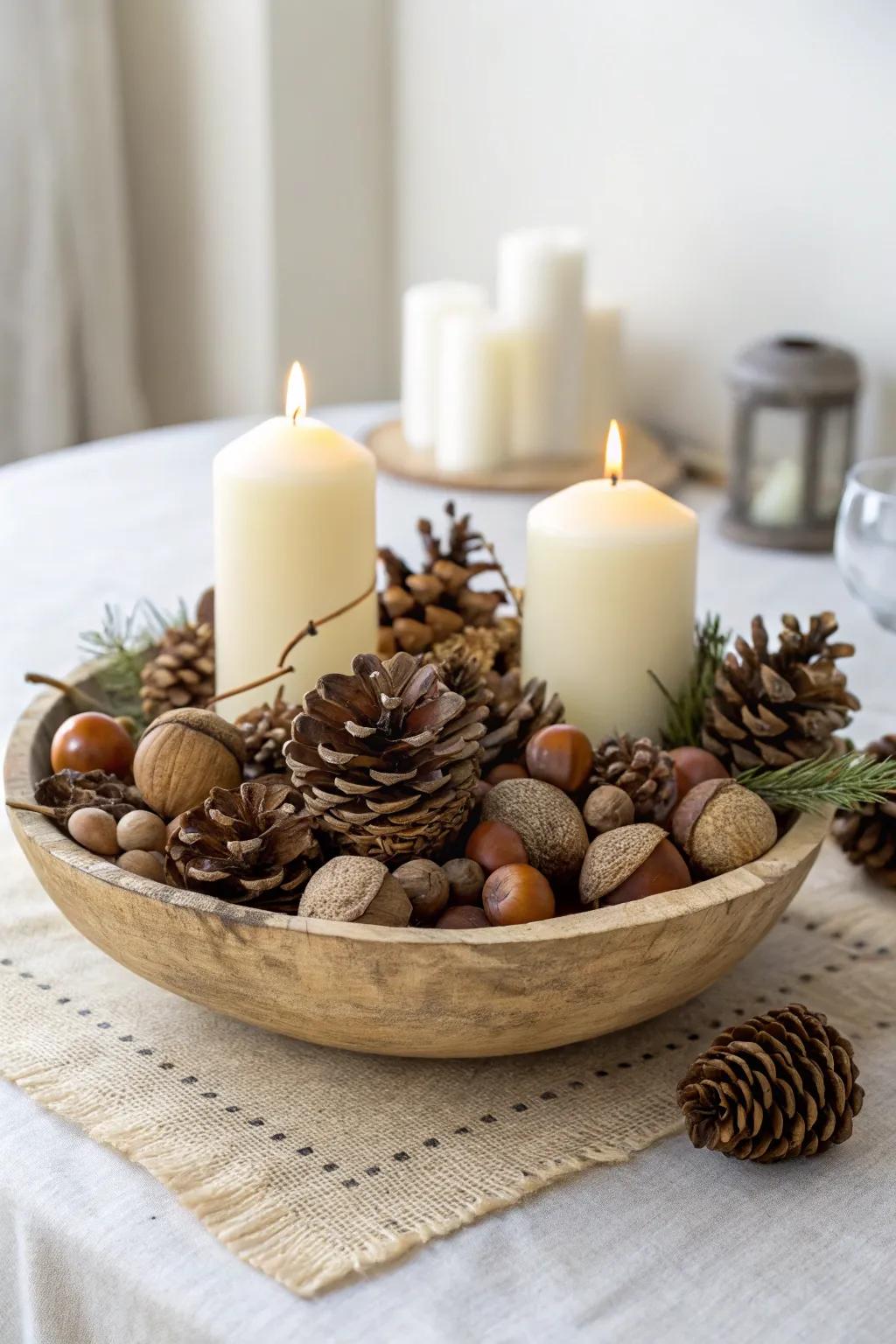 Celebrate the season with a nature-inspired centerpiece that introduces warmth and simplicity into your home.