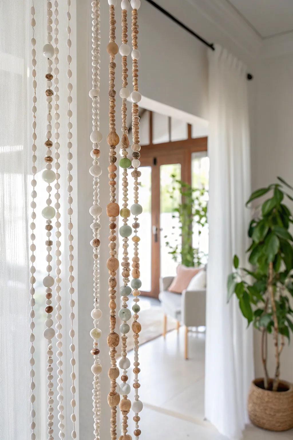 Redefine your space with a boho-chic bead curtain divider, where artistry converges with minimalist charm.
