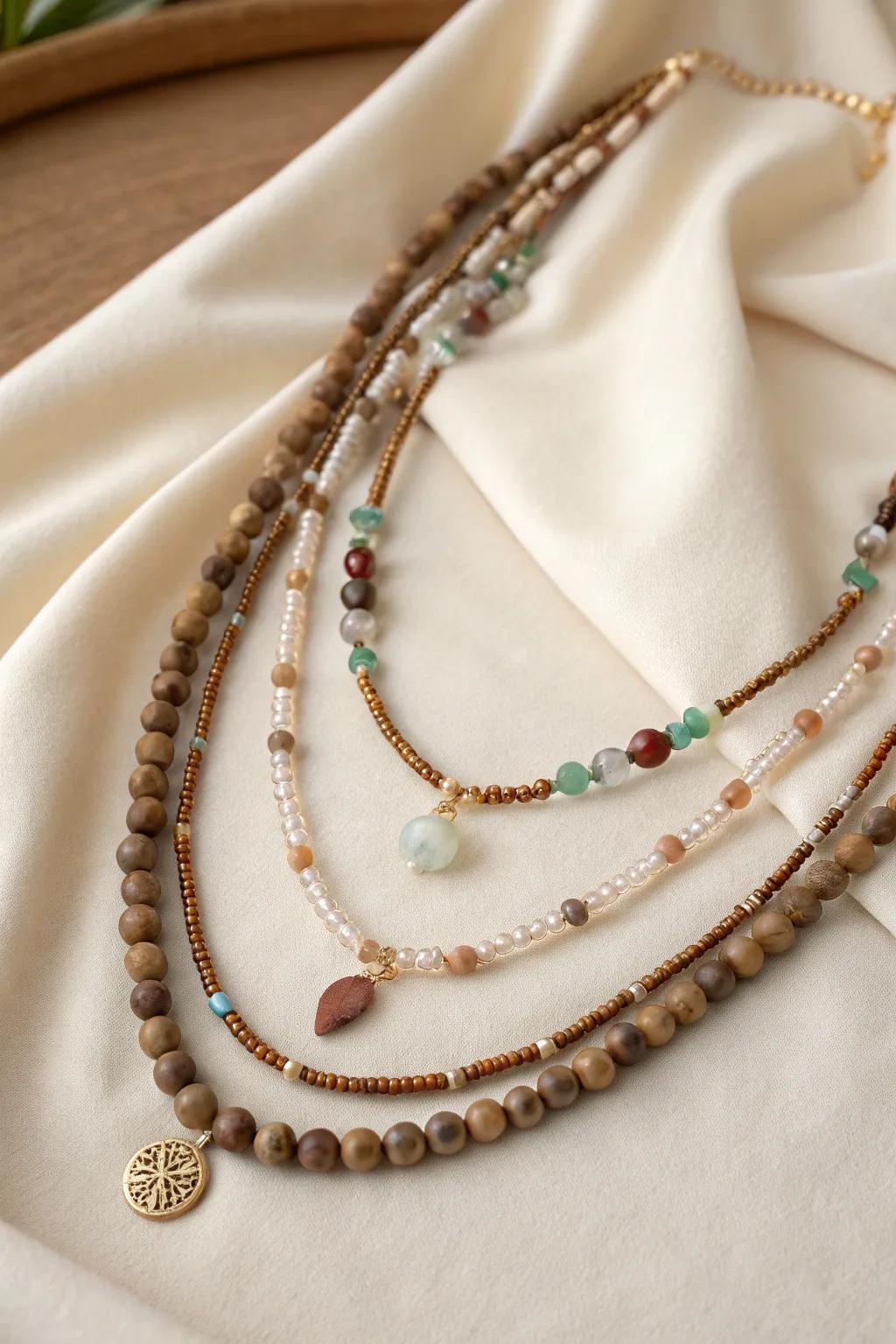 Embrace the appeal of cascading elegance with this intricately designed beaded necklace, ideal for the modern bohemian style.