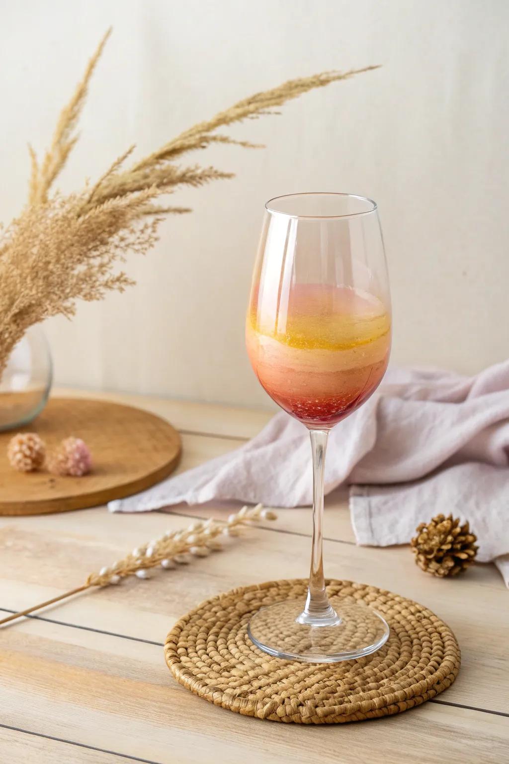 Encapsulate the essence of a tranquil sunset with this refined painted sky wine glass pattern.