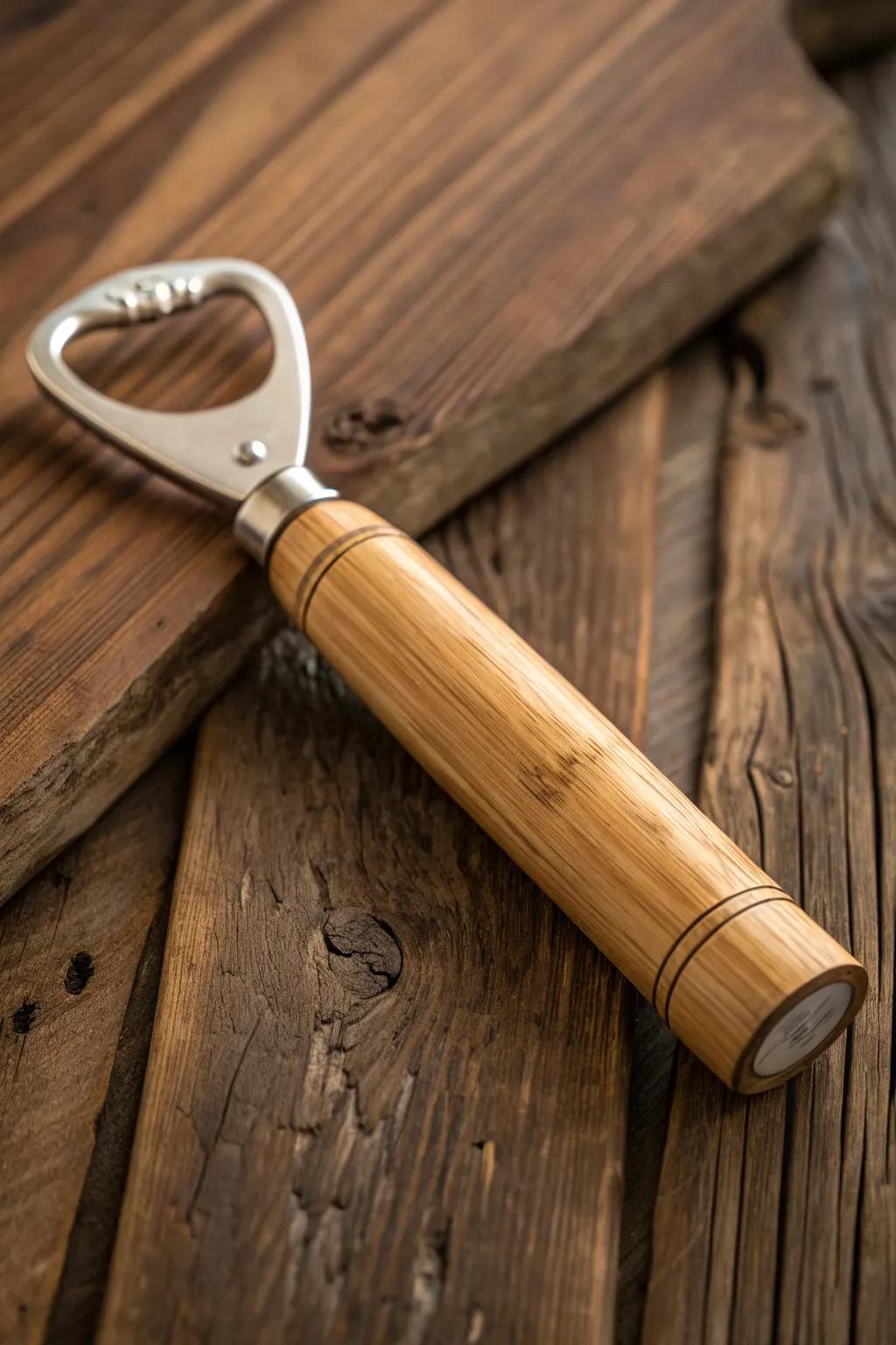 Embrace sustainability with this exquisitely crafted bamboo bottle lifter.