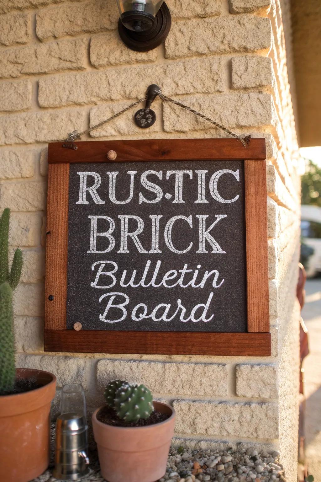 Transform your space with a touch of inspiration: a motivational quote centerpiece on a handcrafted brick bulletin board.