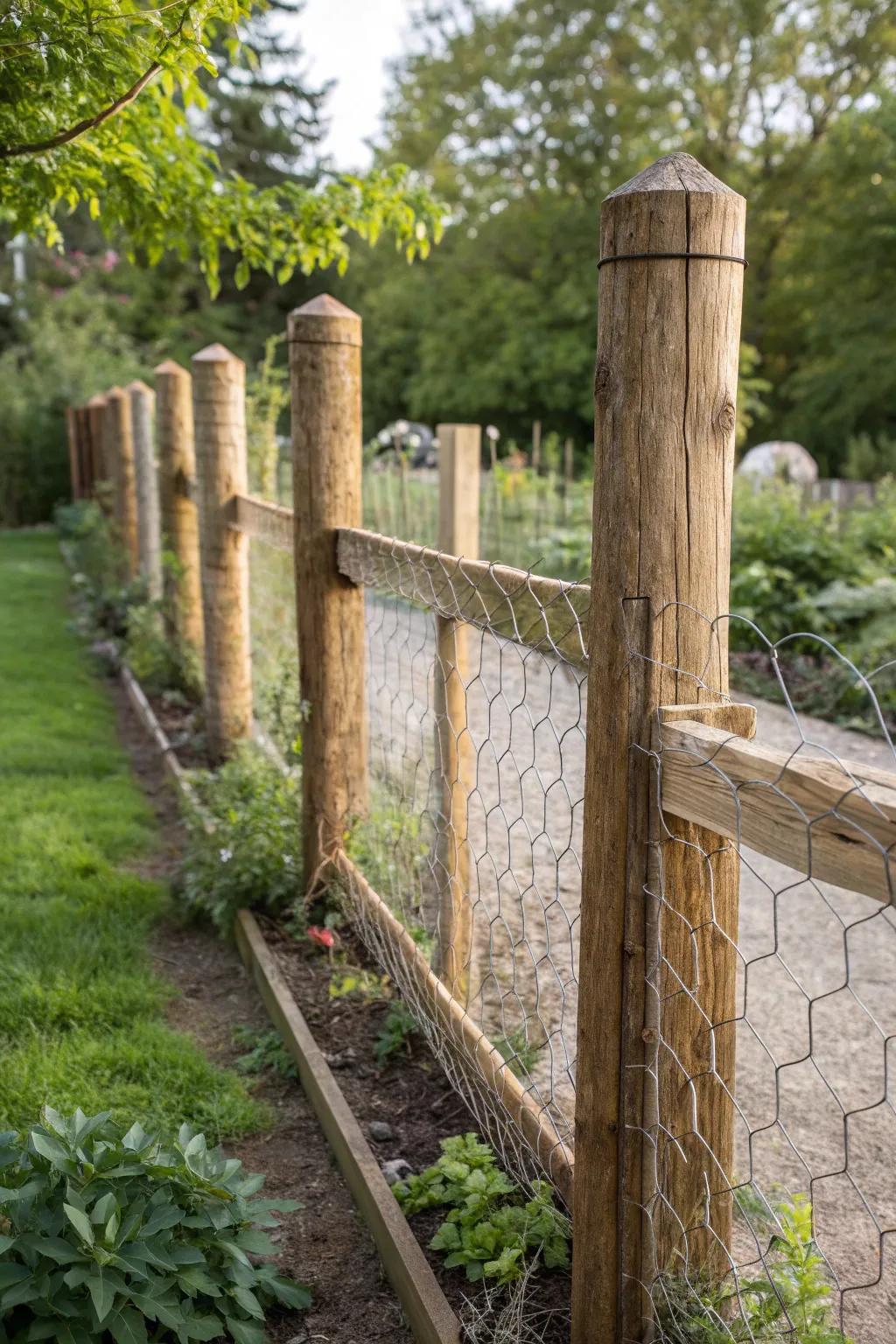 Embrace simplicity and flair with a countryside poultry mesh fence that beautifully merges minimalism and boho charm.