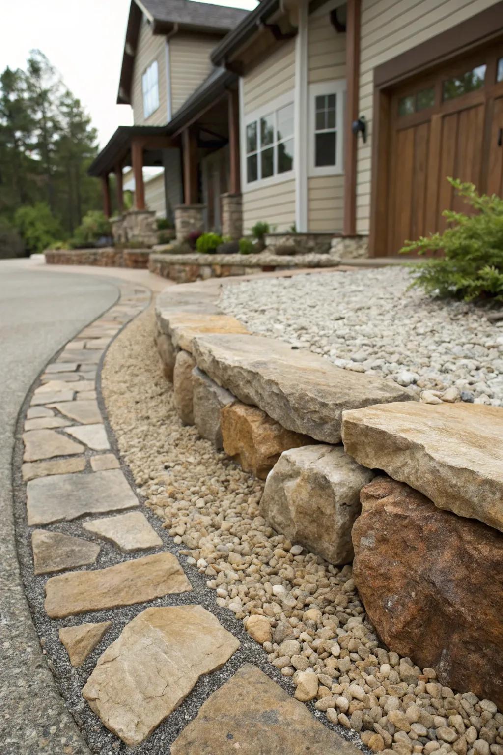 Elevate your driveway with skillfully layered crushed rock, where artistry converges with the intrinsic allure.
