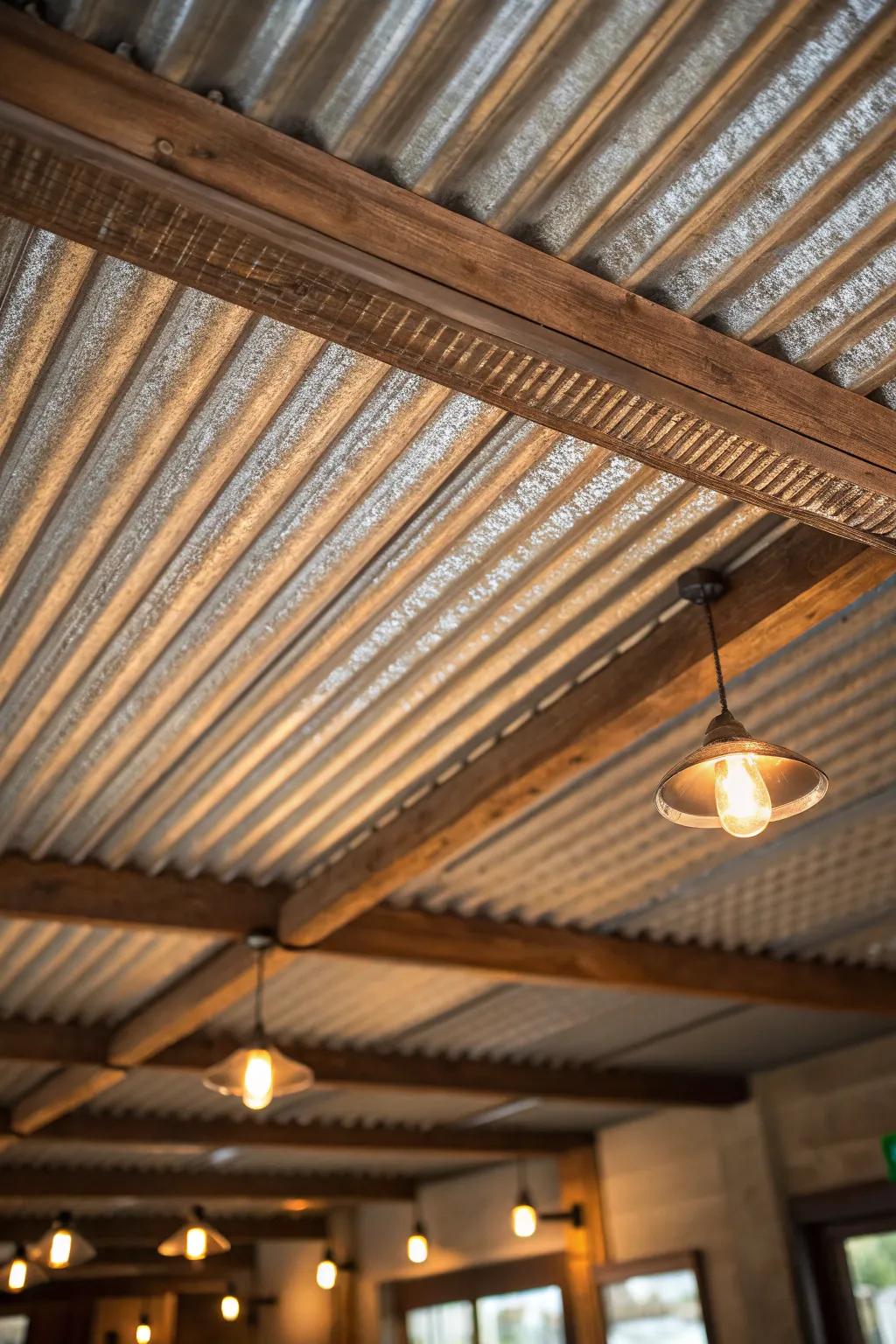 Elevate your area with the industrial refinement of wavy metal ceilings.