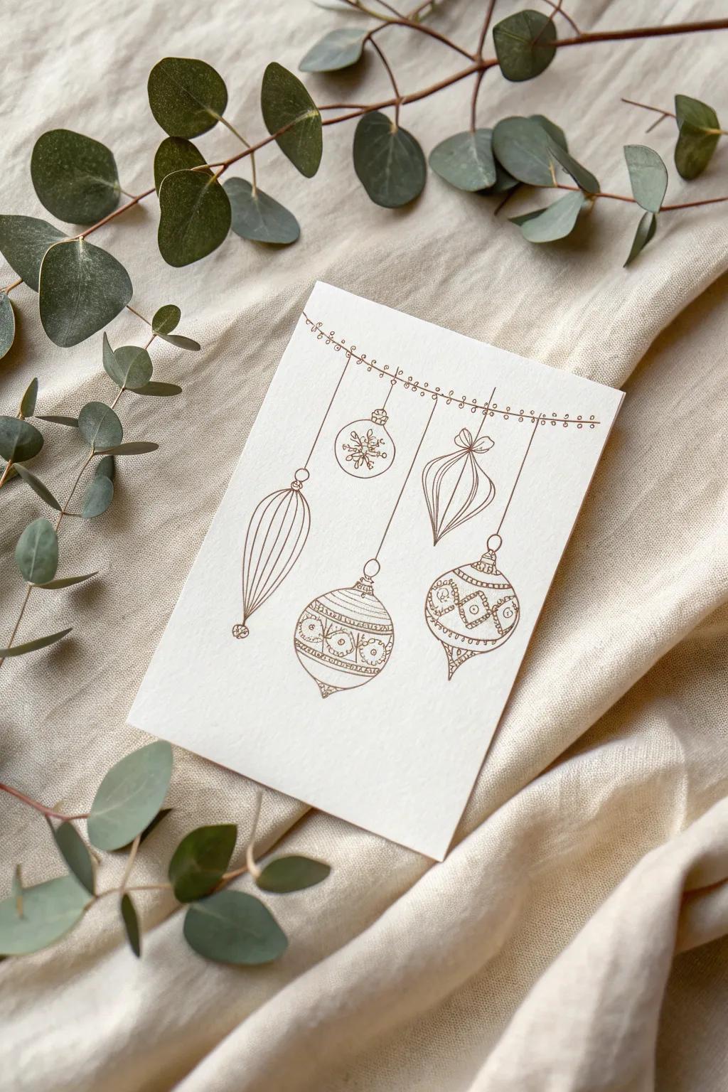 Embrace the enchantment of minimalism with bauble-inspired Christmas cards – where Scandinavian simplicity harmonizes with Boho charm.