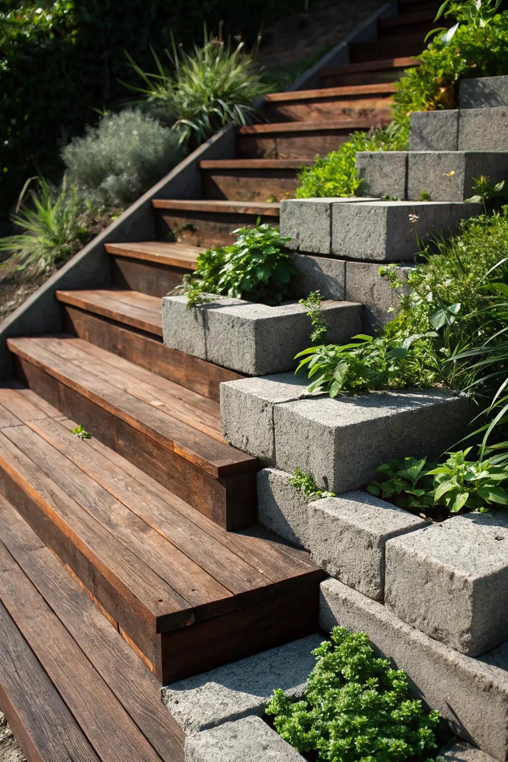 Transform your steps into a flourishing oasis with integrated floral designs.