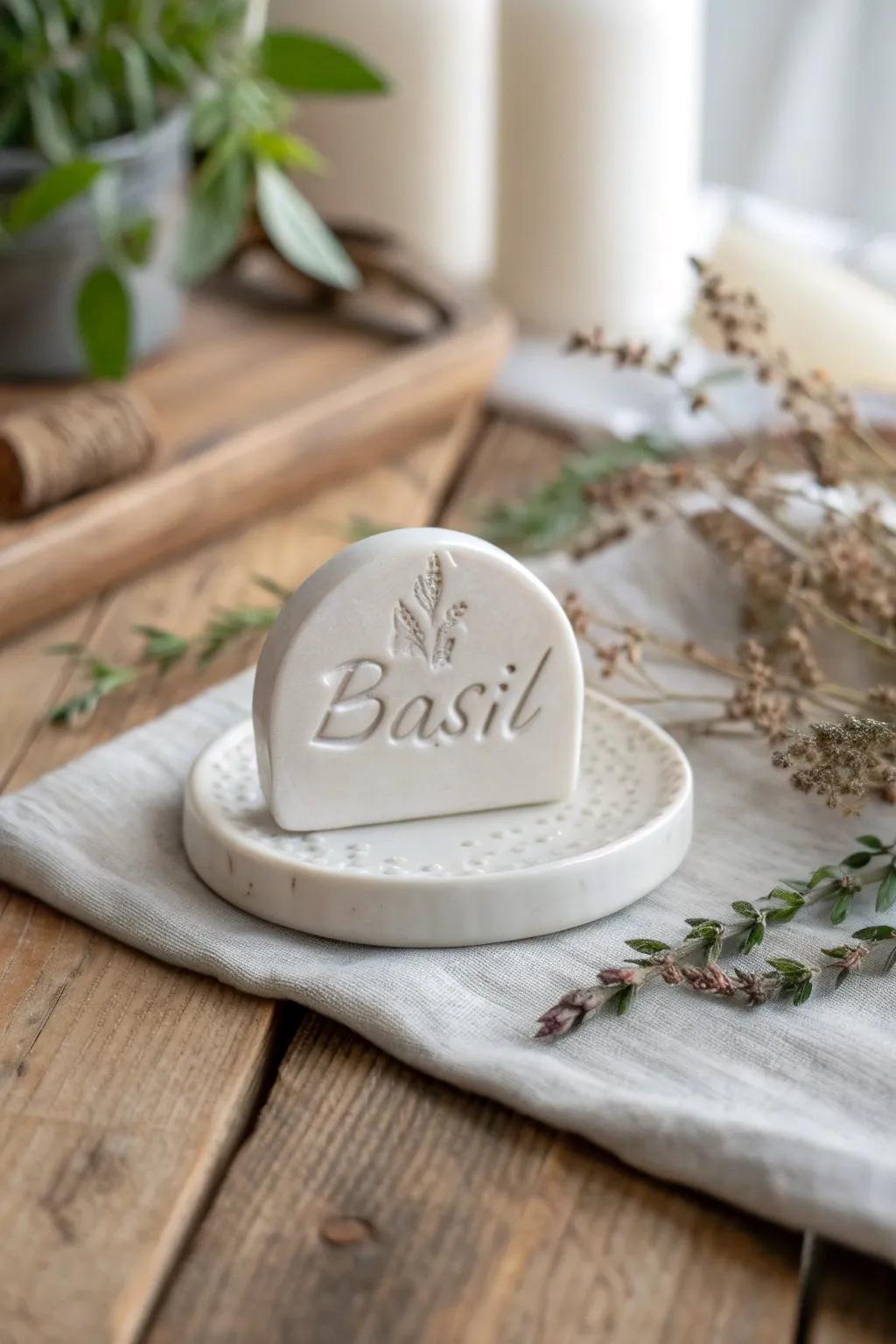 Impart a personal stamp to your garden with artisanal clay culinary guideposts.