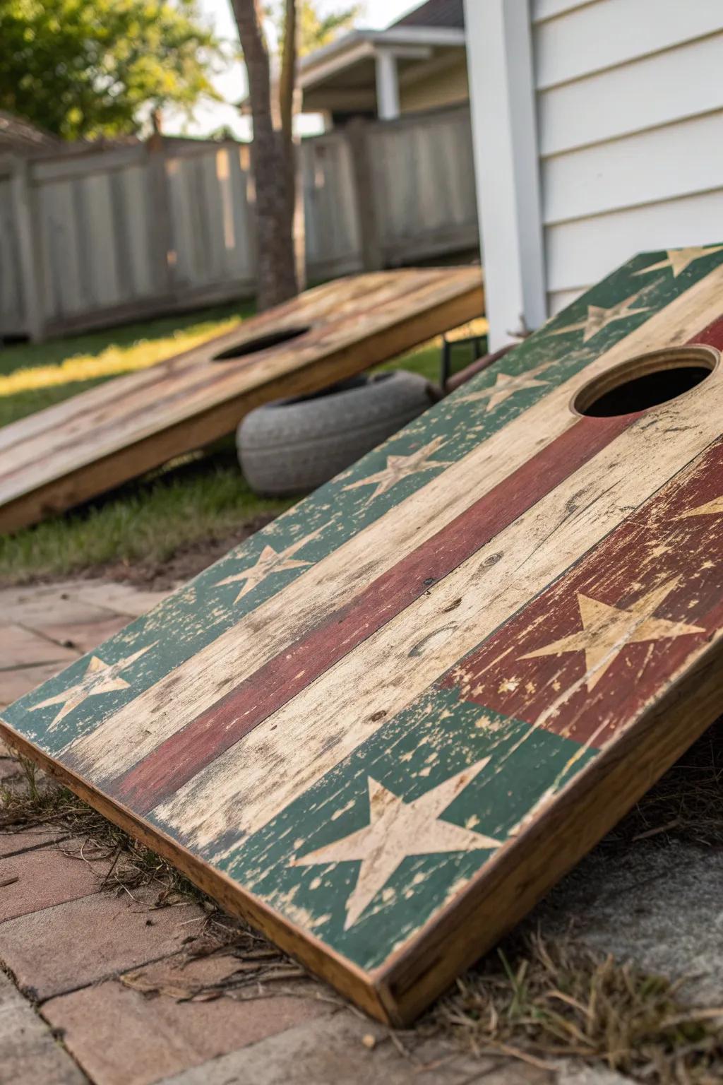 Adopt countryside elegance through a cornhole board amplifying rural magnetism to your outdoor amusements.