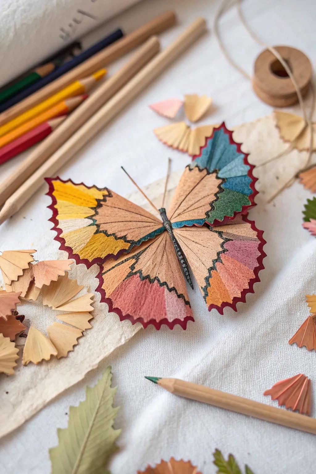 Uncover the art of crayon bits with this mesmerizing butterfly creation, where unpretentiousness encounters vivid refinement.