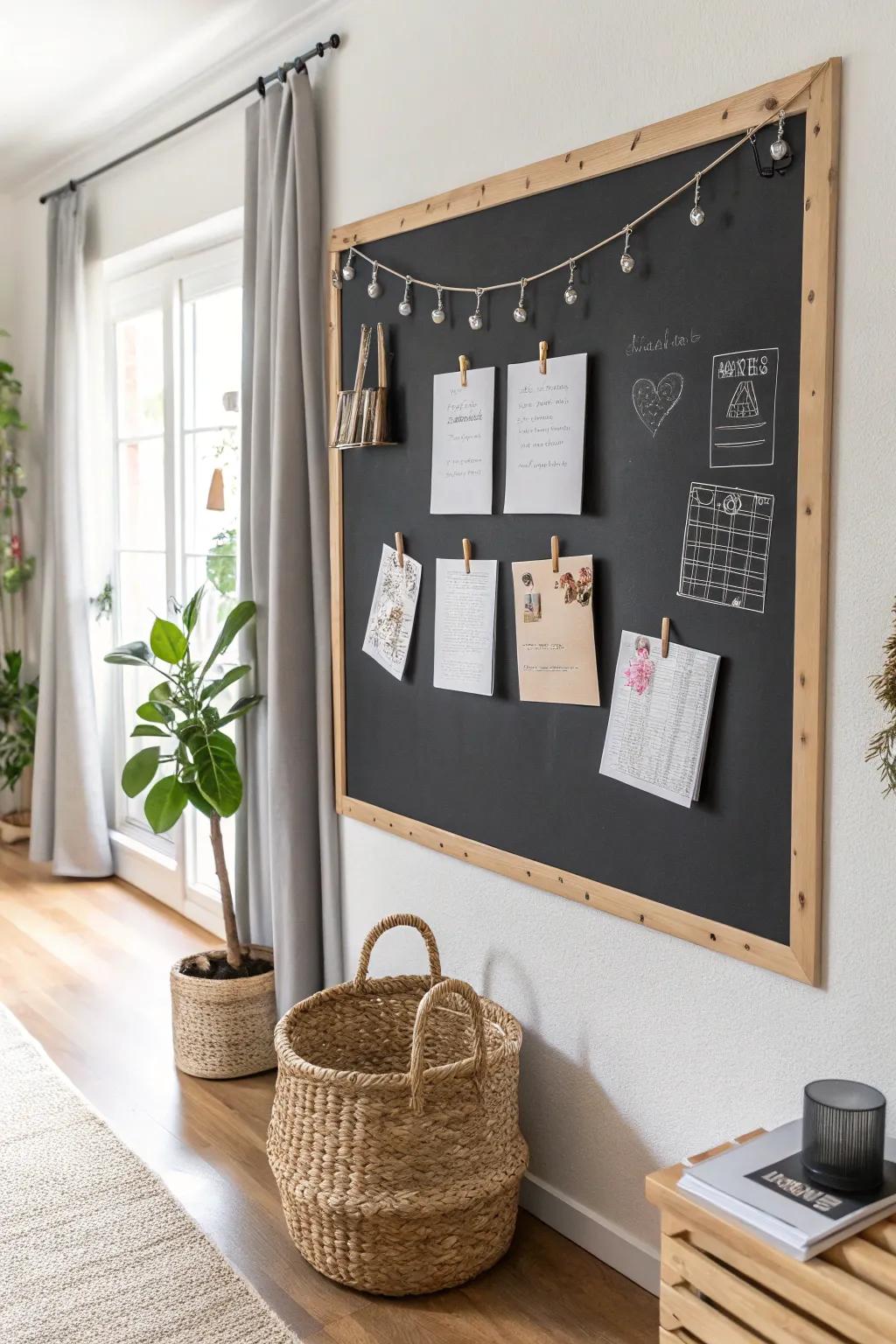 Elevate your area with a sophisticated slate notice board—where ingenuity converges with minimalist elegance.