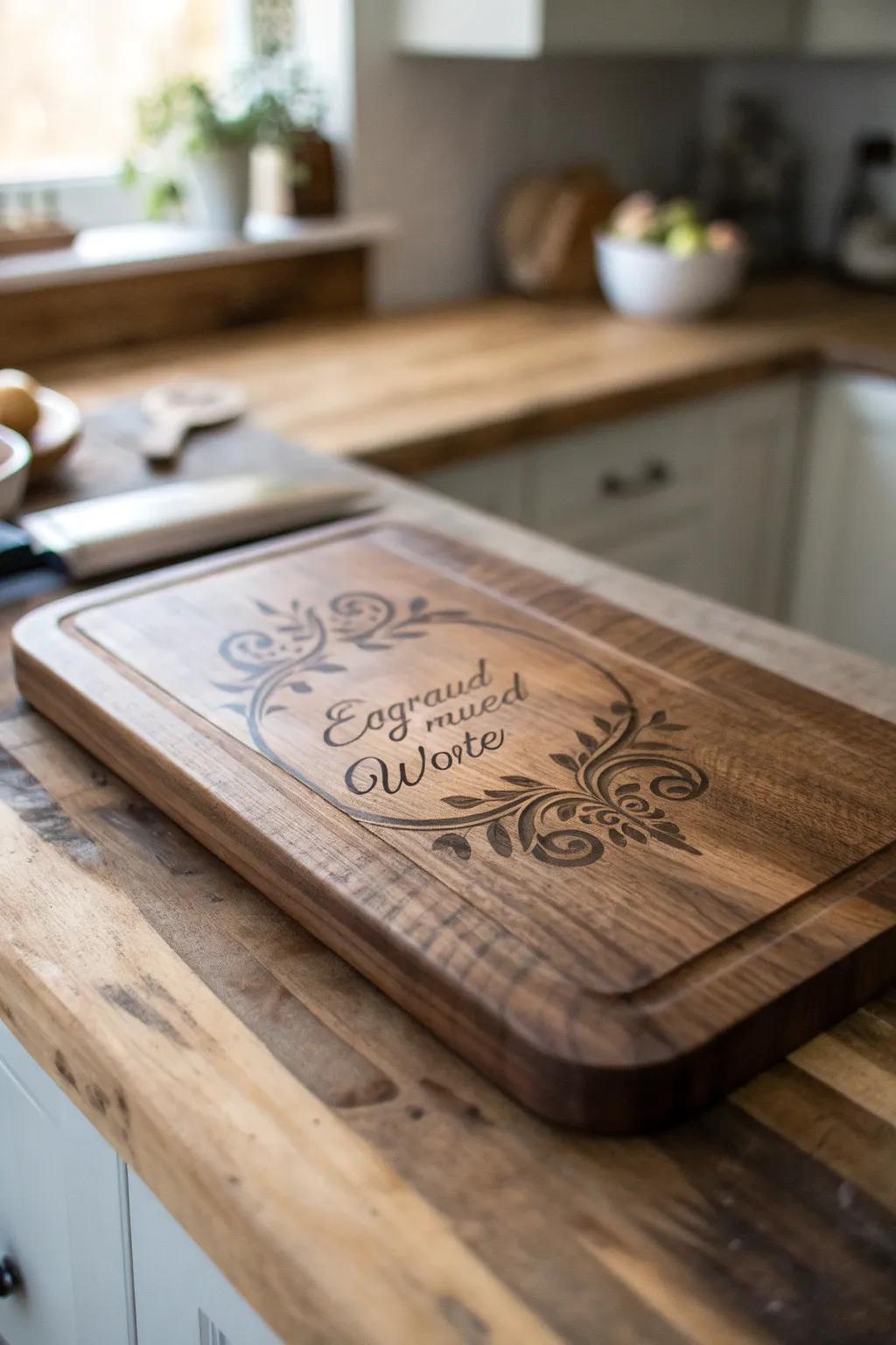 Reinvent your cooking area with a cutting board echoing sentiments close to the heart – etch your beloved quote for everyday upliftment.