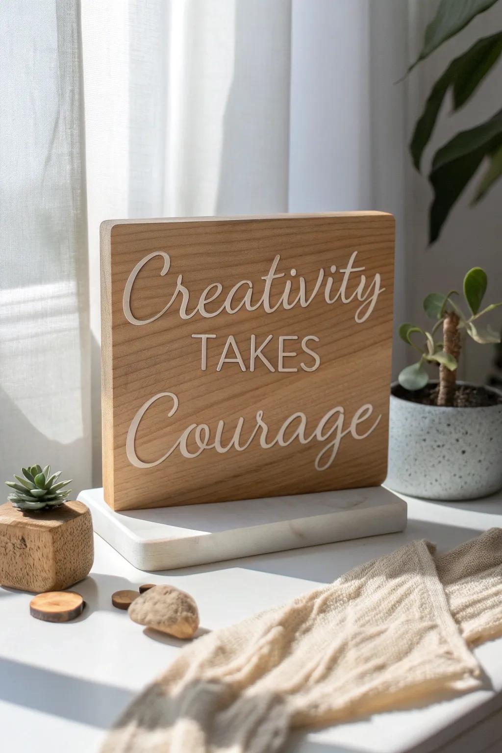 Add a dash of inspiration to your work area through a finely crafted saying tile. #DeskInspiration #MinimalistBoho