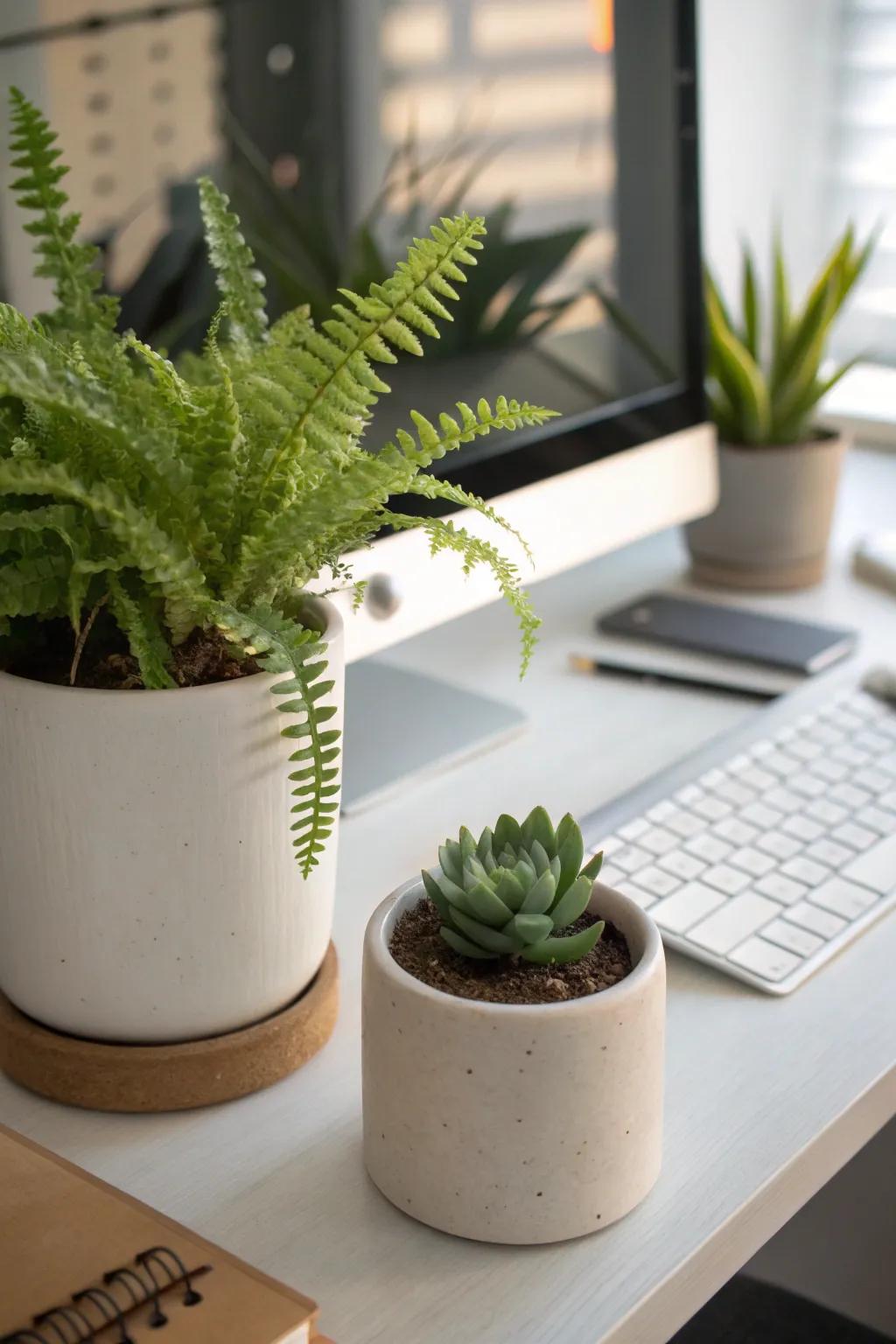 Adorn your workspace with the natural charm of plants.