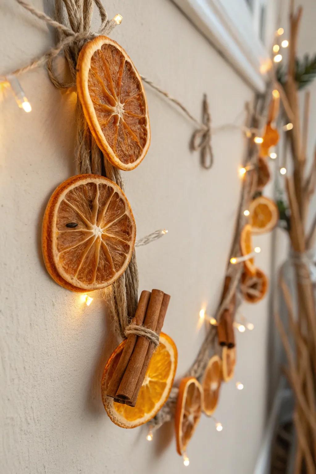 Add a dash of warmth and sentimentality to your abode with this straightforward do-it-yourself strand fashioned from dehydrated citrus and cinnamon rods.