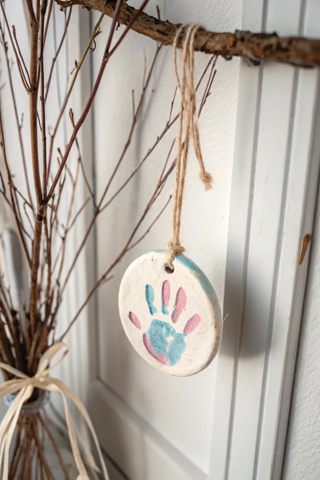 Immortalize precious moments with handcrafted mineral paste handprint ornaments—where unpretentiousness converges with profound creativity.