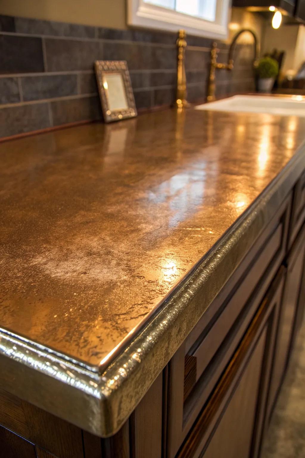 Amplify your kitchen with a lavish copper shimmer—explore the realm of DIY epoxy surfaces.