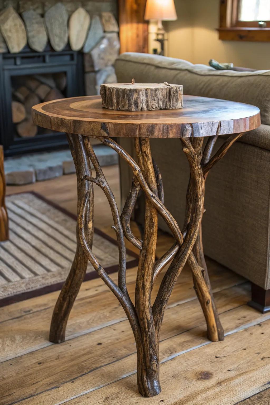 Usher the outdoors inward with bucolic sophistication: Discover bespoke furniture supports crafted from genuine arboreal boughs.