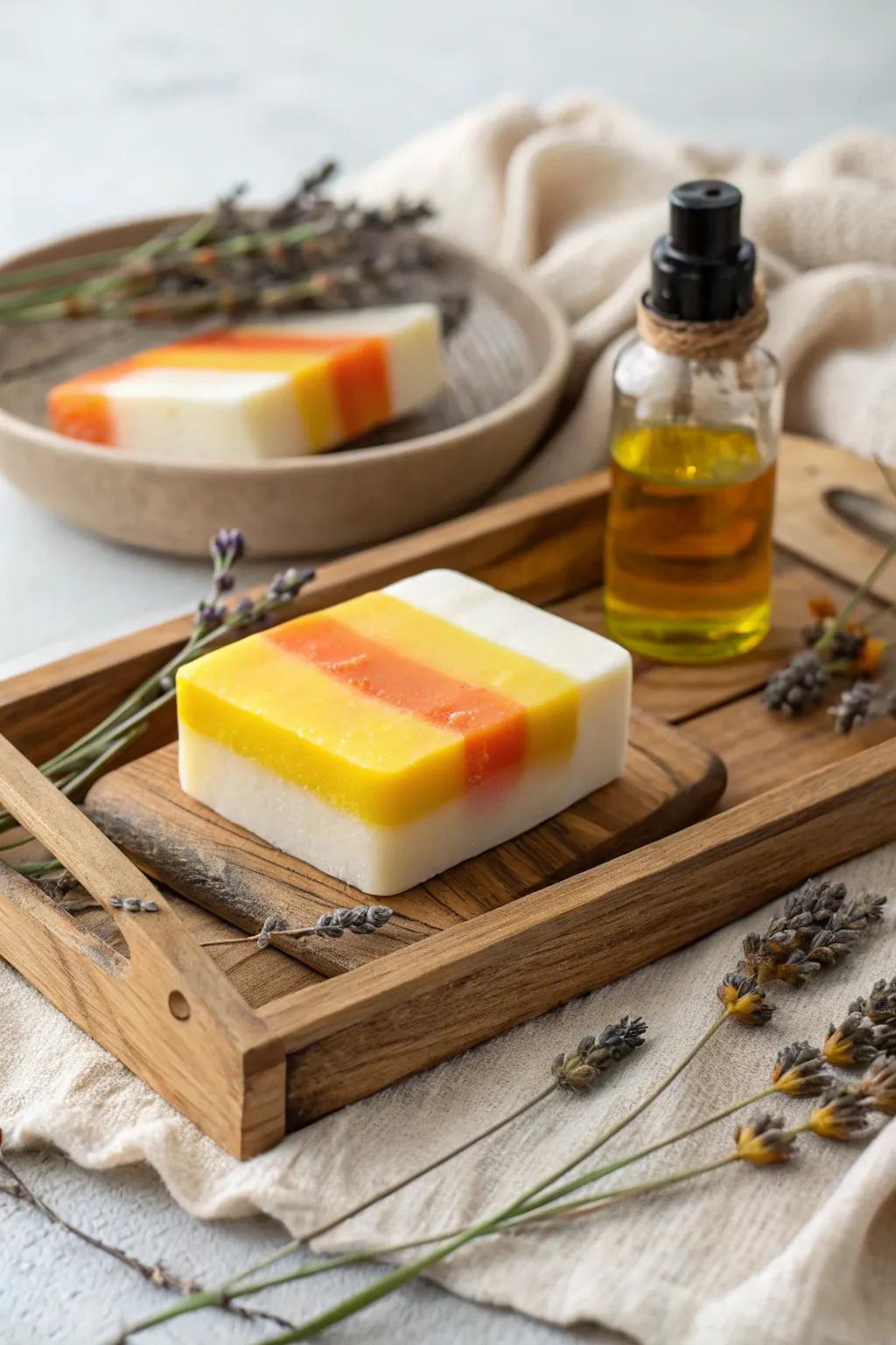 Introduce a dash of celebratory enchantment to your powder room with DIY autumnal sweet scented soap – ideally suited for Halloween gifting!