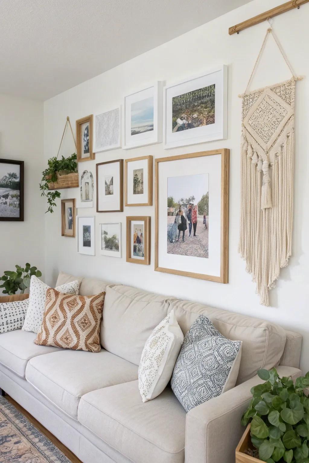 Design a custom feature wall that connects with you by integrating cherished memories and distinctive art.