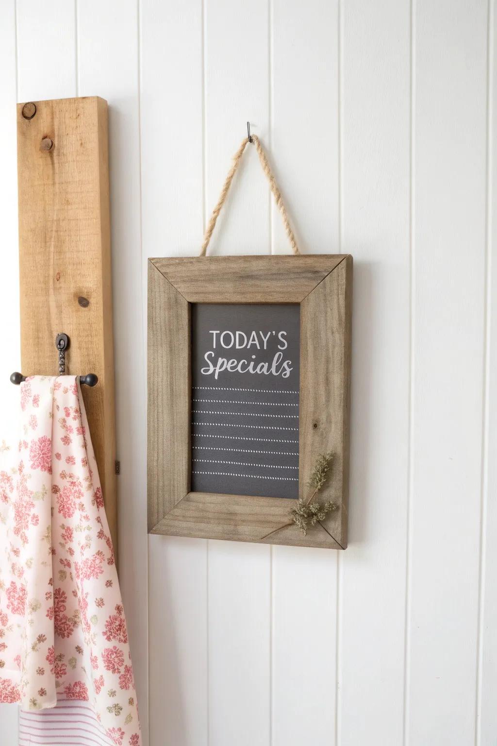 Intensify your culinary ornamentation with this enchanting DIY encased menu canvas, harmonizing unpretentiousness with artistic expressiveness.