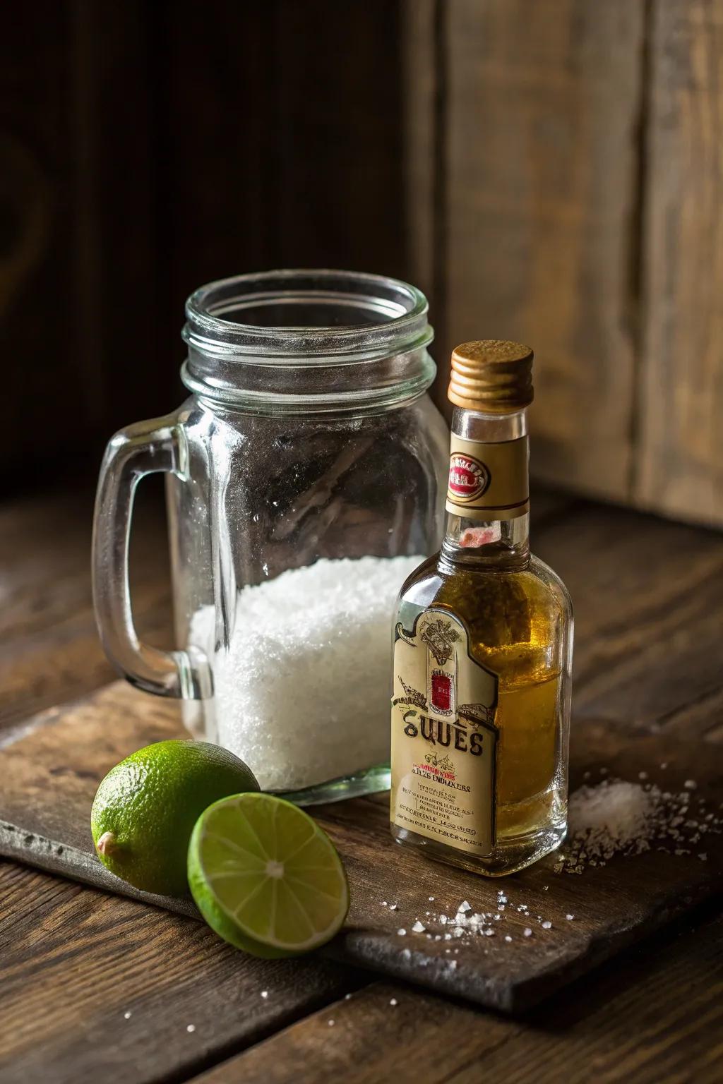 Forge the quintessential token with a hint of pastoral allure: your distinct miniature margarita assemblage nestled within a transparent glass vessel!