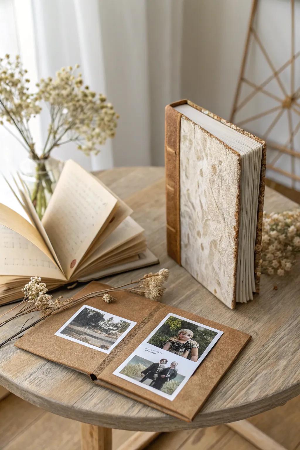 Transform a classic volume into a personalized photo album, where craftsmanship and memories unite harmoniously.
