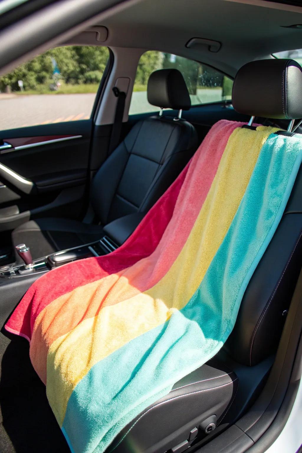 Elevate your summertime drives with the fashionable and functional Beach Towel Ingenuity seat cover.