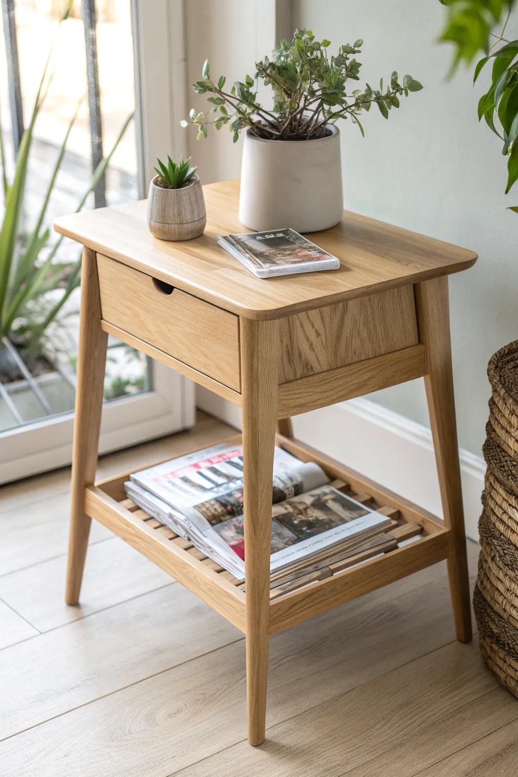 Elevate your dwelling with this adaptable side table—ideal for storage and panache.