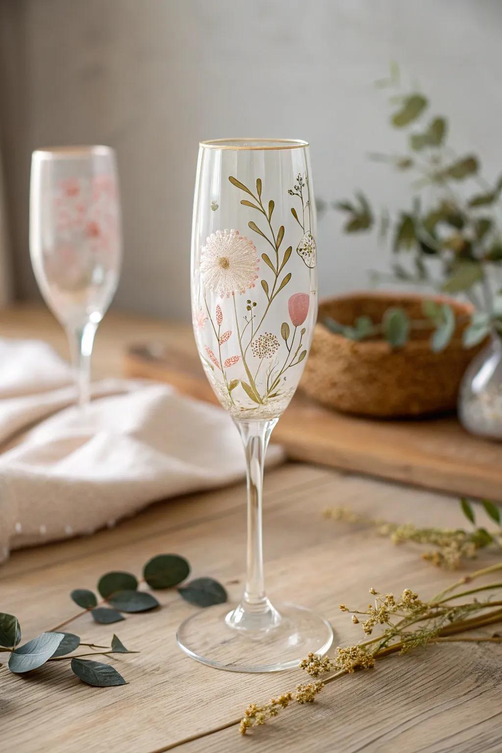 Toast to love with these personalized hand-painted champagne glasses, the perfect blend of elegance and creativity.